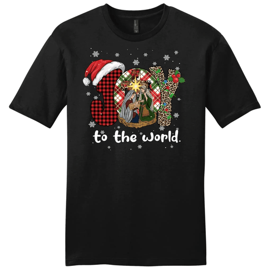 Joy to the world Buffalo plaid leopard Men's t-shirt