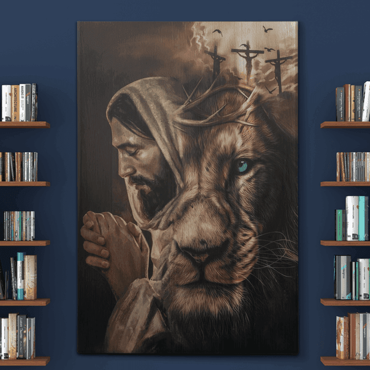 Jesus and lion - Just pray Canvas