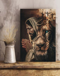 Jesus and lion - Just pray Canvas