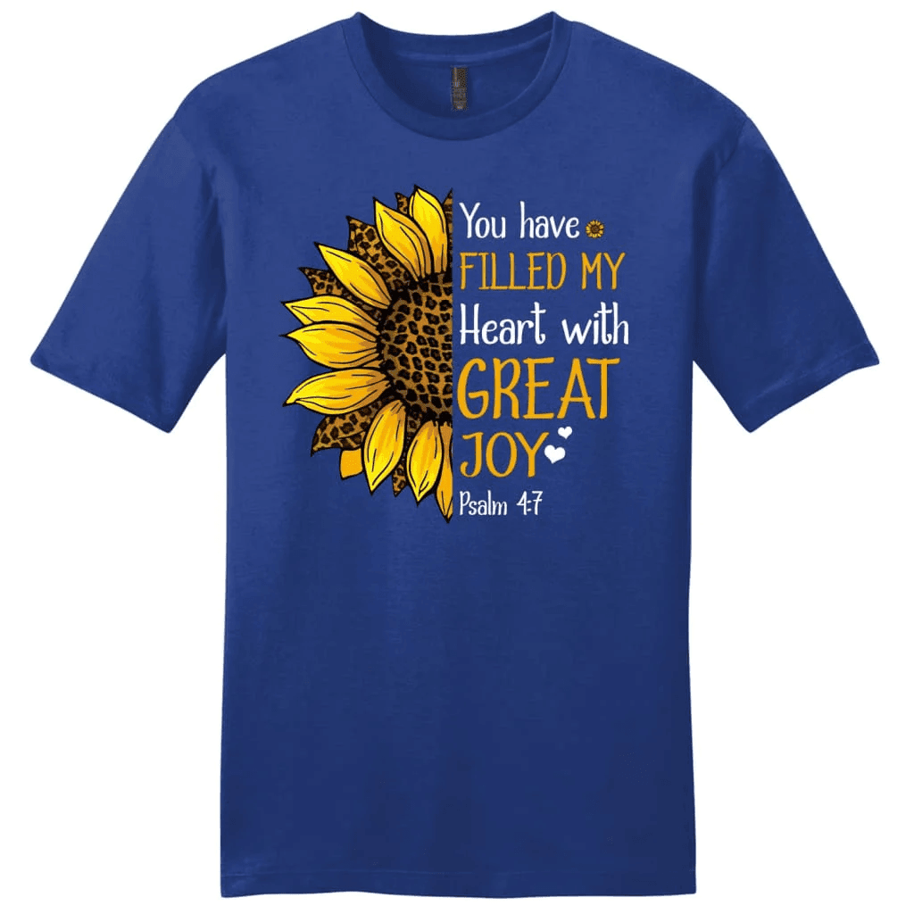 Men's Christian t-shirts: Psalm 4:7 you have filled my heart with great joy t-shirt
