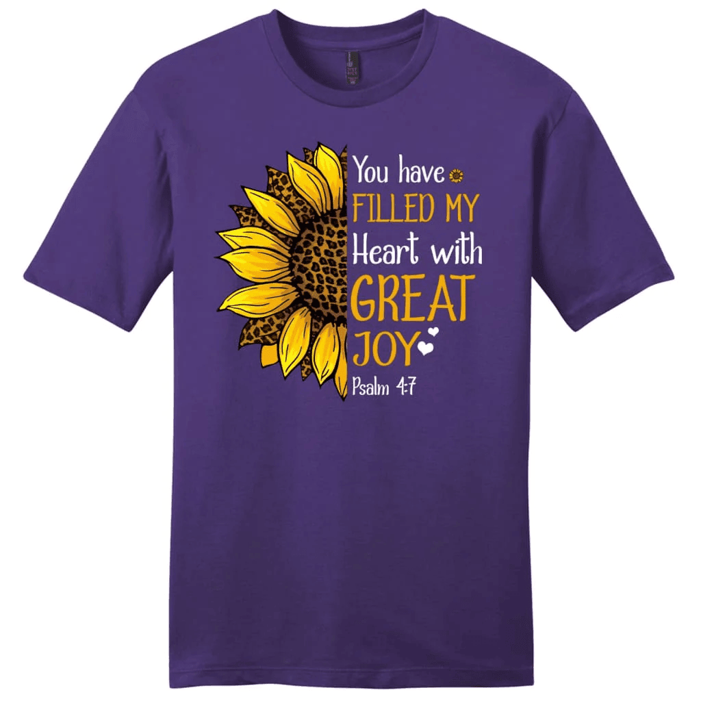 Men's Christian t-shirts: Psalm 4:7 you have filled my heart with great joy t-shirt