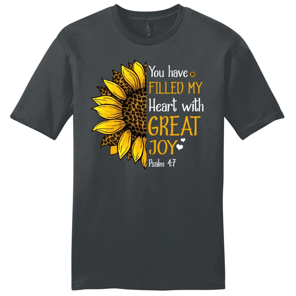 Men's Christian t-shirts: Psalm 4:7 you have filled my heart with great joy t-shirt