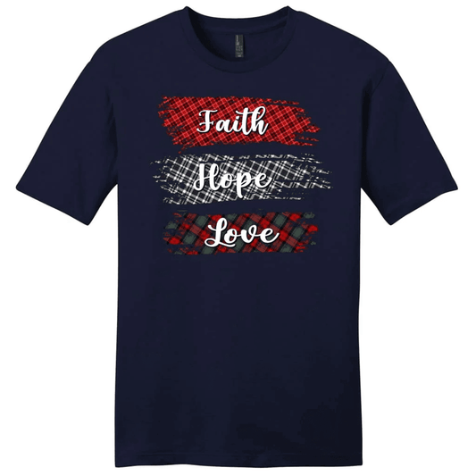 Buffalo plaid Faith hope love Menâ�E�E��E�E�s t-shirt