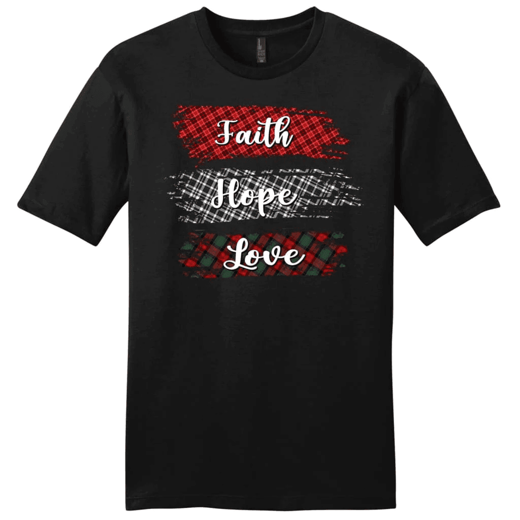 Buffalo plaid Faith hope love Menâ�E�E��E�E�s t-shirt