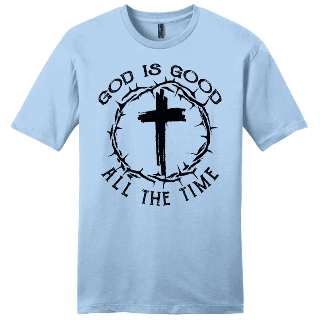 God Is Good All the Time Cross With Crown of Thorns Men's Christian T-shirt