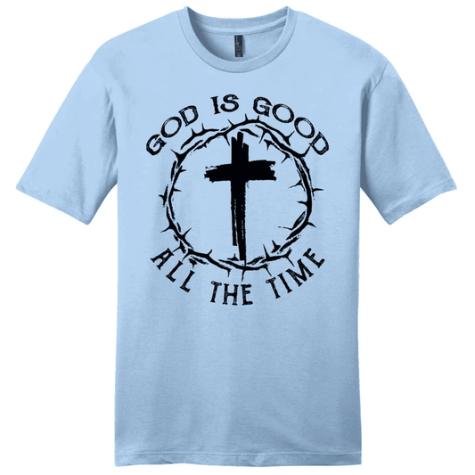 God Is Good All the Time Cross With Crown of Thorns Men's Christian T-shirt