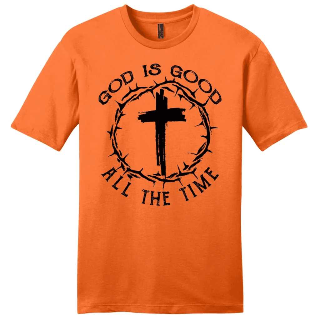 God Is Good All the Time Cross With Crown of Thorns Men's Christian T-shirt