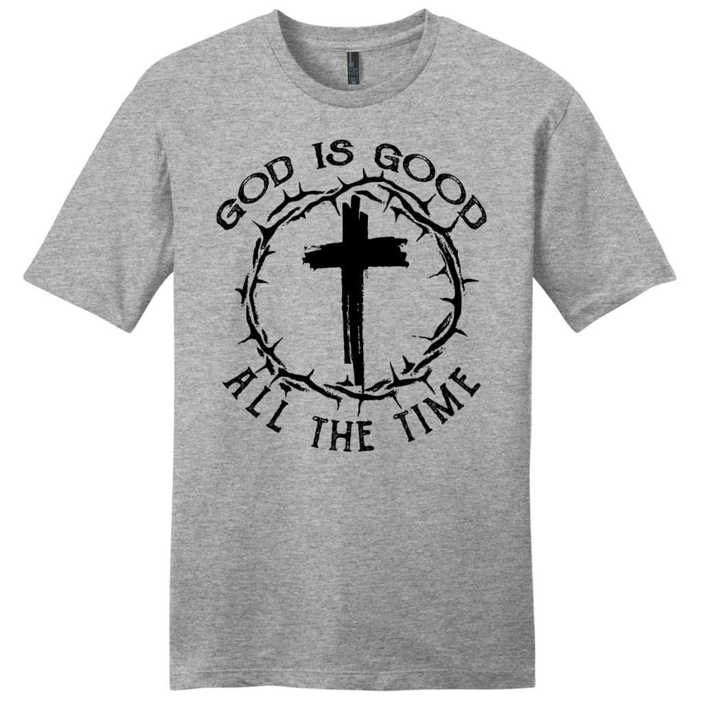God Is Good All the Time Cross With Crown of Thorns Men's Christian T-shirt