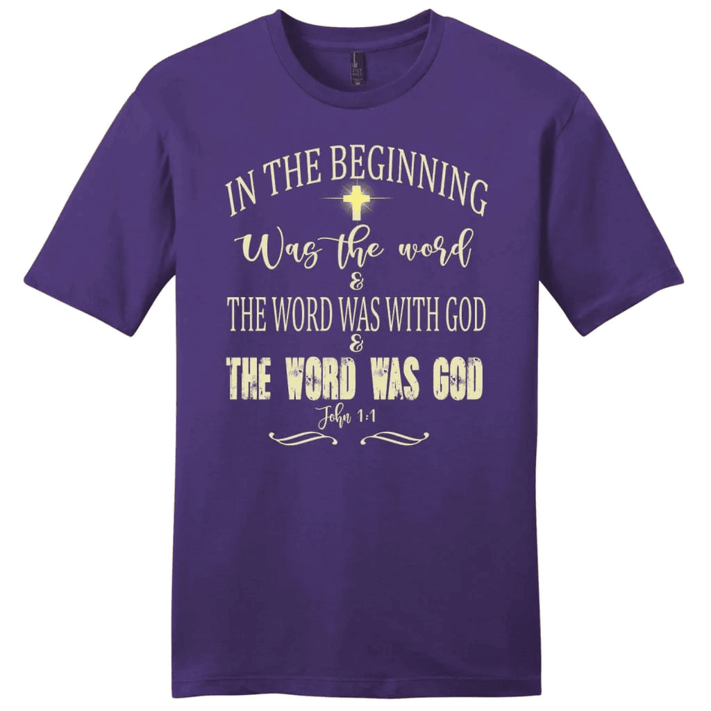In the beginning was the word John 1:1 Bible verse men's Christian t-shirt
