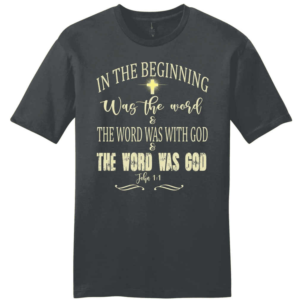 In the beginning was the word John 1:1 Bible verse men's Christian t-shirt
