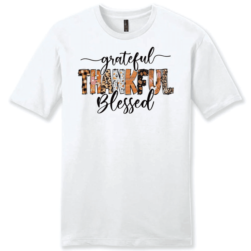 Grateful thankful blessed Thanksgiving Men's Christian t-shirt