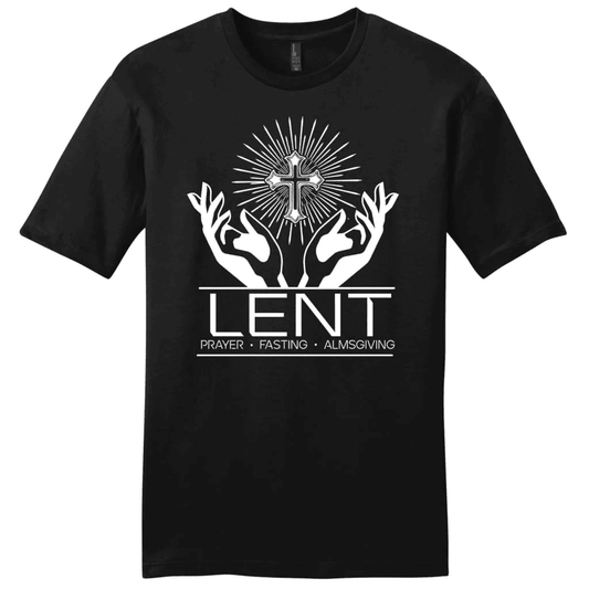 Lent prayer fasting almsgiving men's t-shirt, Easter Christian gifts