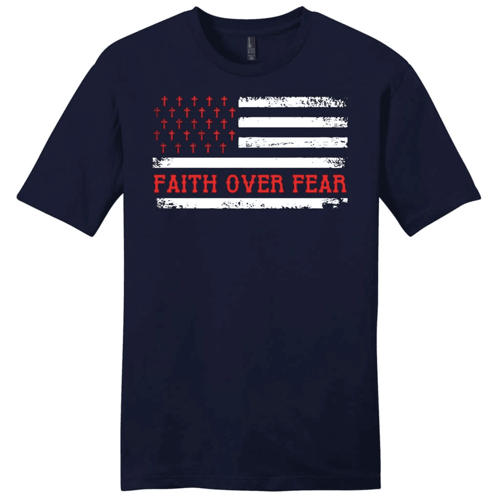 Patriotic Christian, Faith over fear American flag men's t-shirt