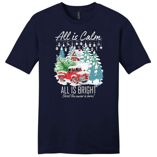 All is calm all is bright men's t-shirt, Christian Christmas Shirts