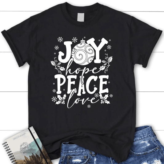 Joy hope peace love Christmas women's t-shirt
