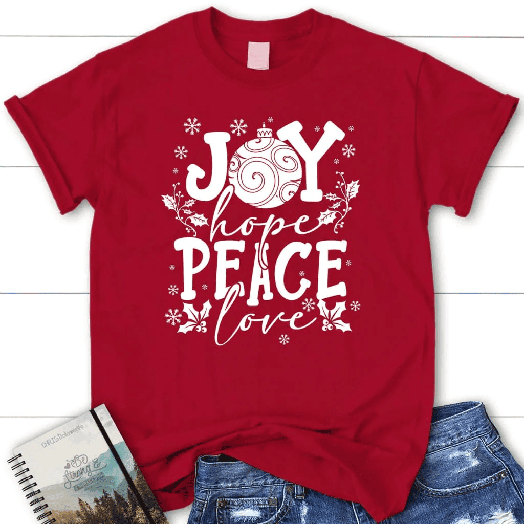Joy hope peace love Christmas women's t-shirt