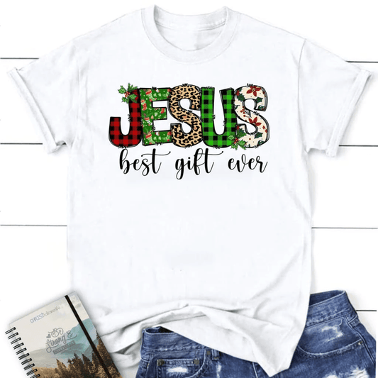 Jesus best gift ever Buffalo plaid leopard Women's t-shirt