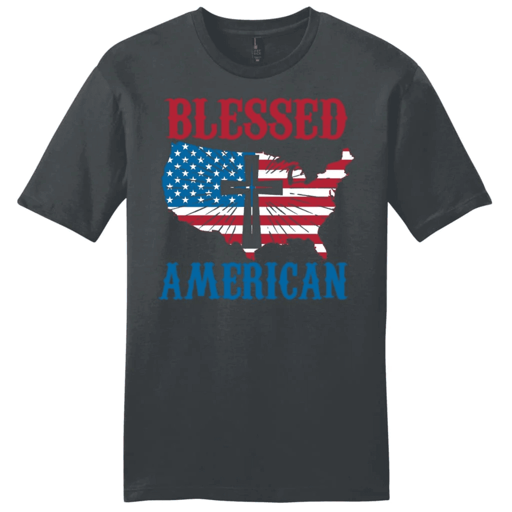 Patriotic Christian T-shirts: Blessed American cross men's Christian t-shirt