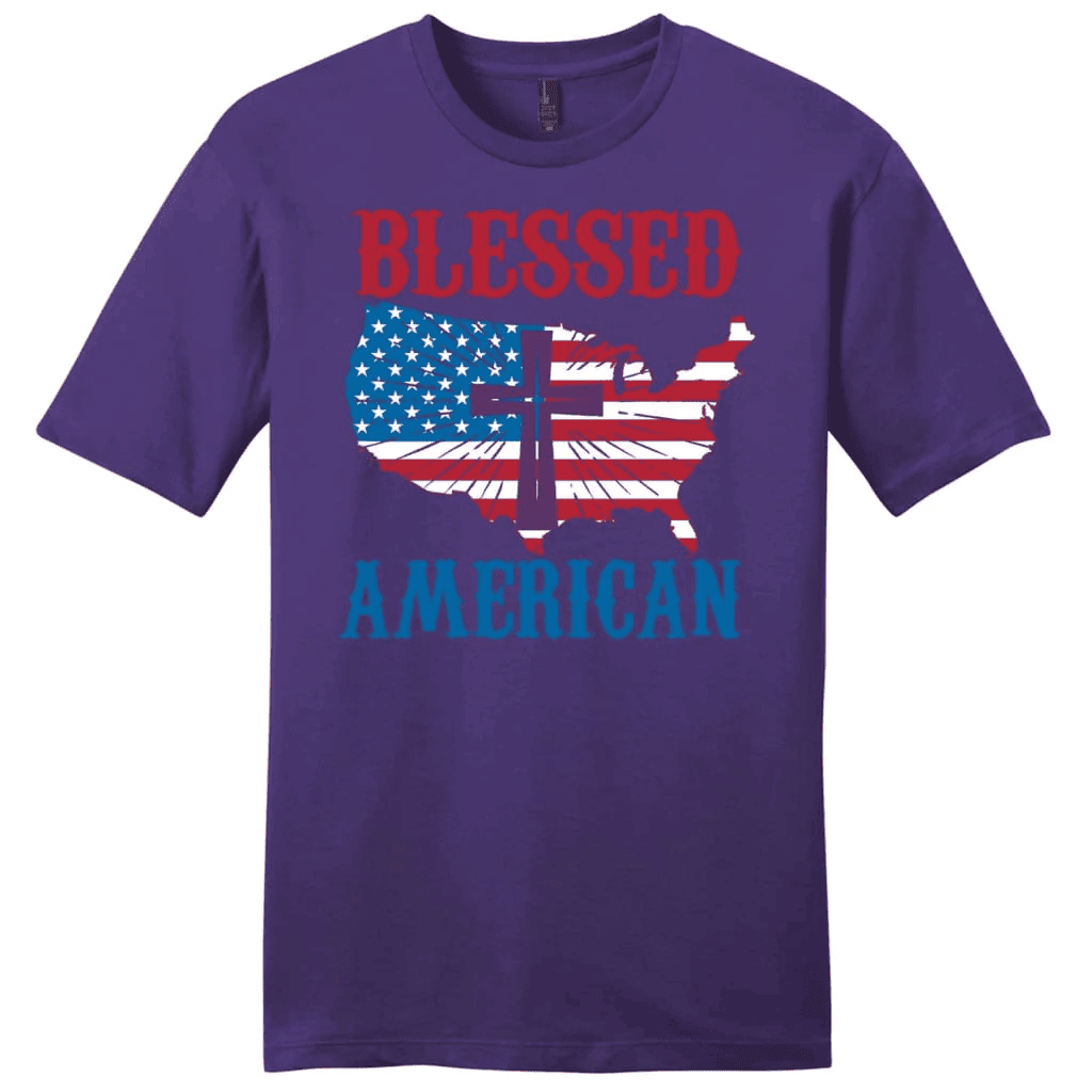 Patriotic Christian T-shirts: Blessed American cross men's Christian t-shirt