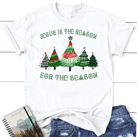 Jesus is the reason for the season Christmas tree Women's t-shirt