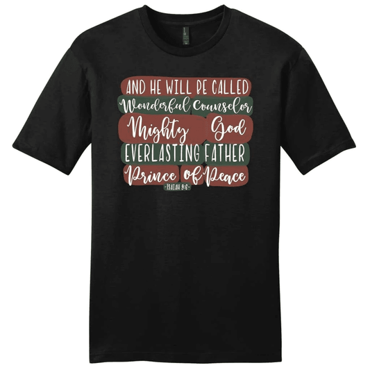 He will be called wonderful counselor Isaiah 9:6 Christmas men's Christian t-shirt