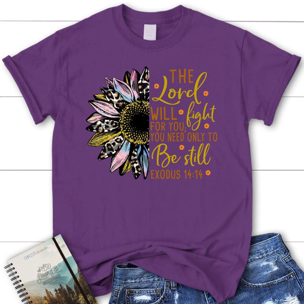 The Lord will fight for you, Half leopard sunflower, Women's t-shirt