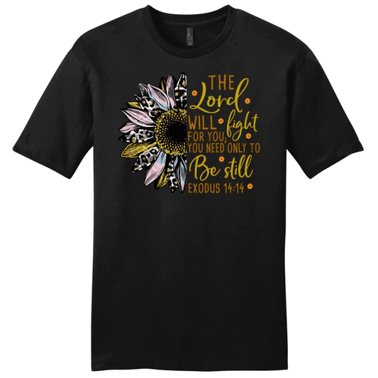 The Lord will fight for you, Half leopard sunflower, Men's t-shirt