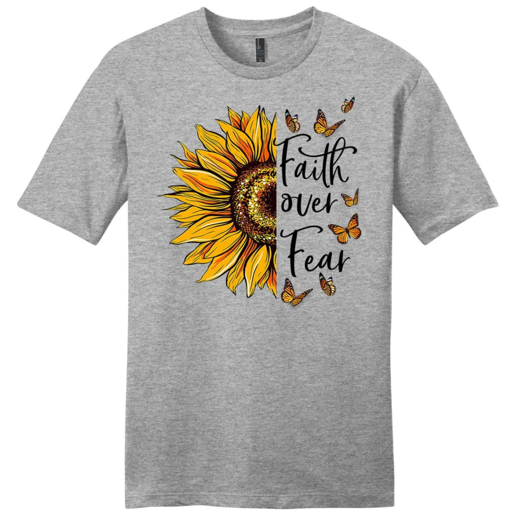 Christian tee shirts: Faith over fear Butterfly Sunflower men's t-shirt