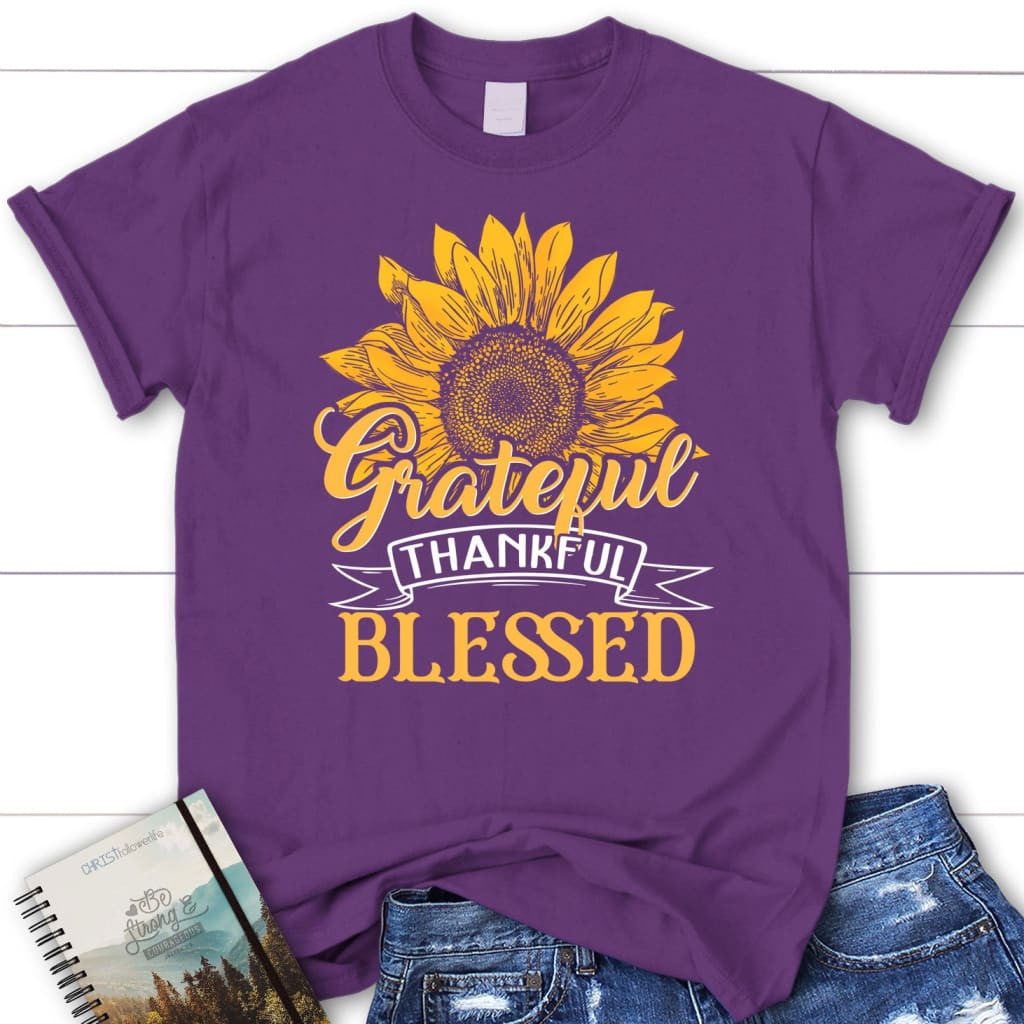 Grateful thankful blessed, Sunflower Women's Christian t-shirt
