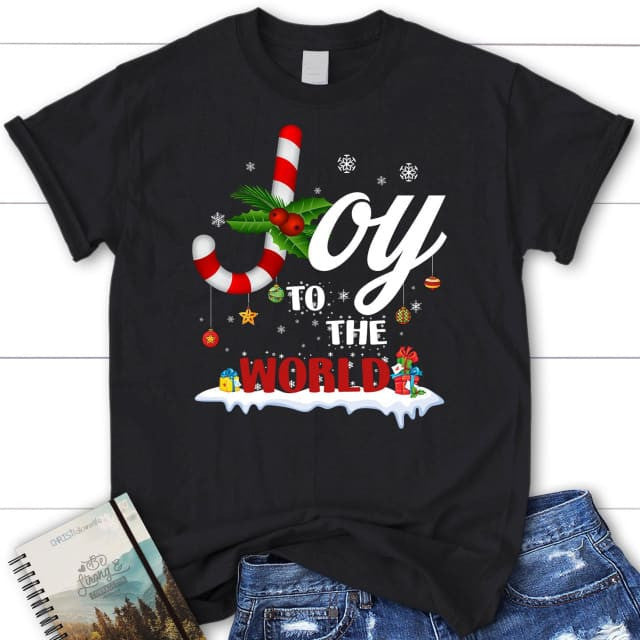 Joy to the world buffalo plaid Christmas Women's t-shirt
