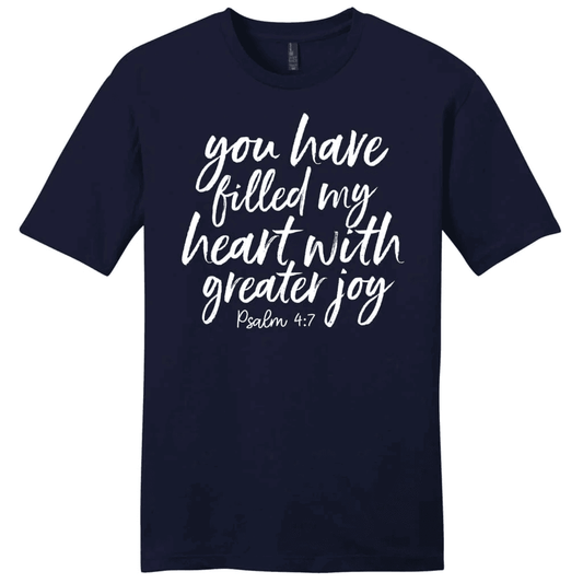 Men's Christian t-shirts: You have filled my heart with greater joy t-shirt