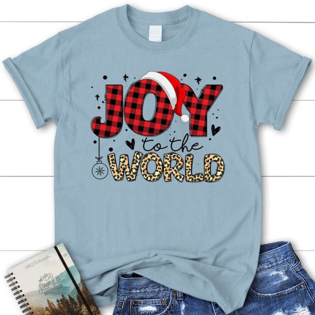 Joy to the world, Buffalo plaid leopard, Christmas Women's t-shirt