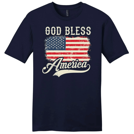 Christian Patriotic Shirts: American flag God bless America men's Christian t-shirt