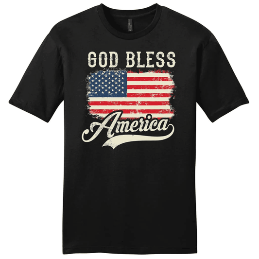 Christian Patriotic Shirts: American flag God bless America men's Christian t-shirt