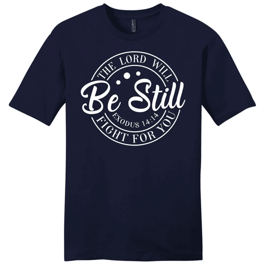 Bible verse t-shirts: Exodus 14:14 The Lord will fight for you men's Christian t-shirt