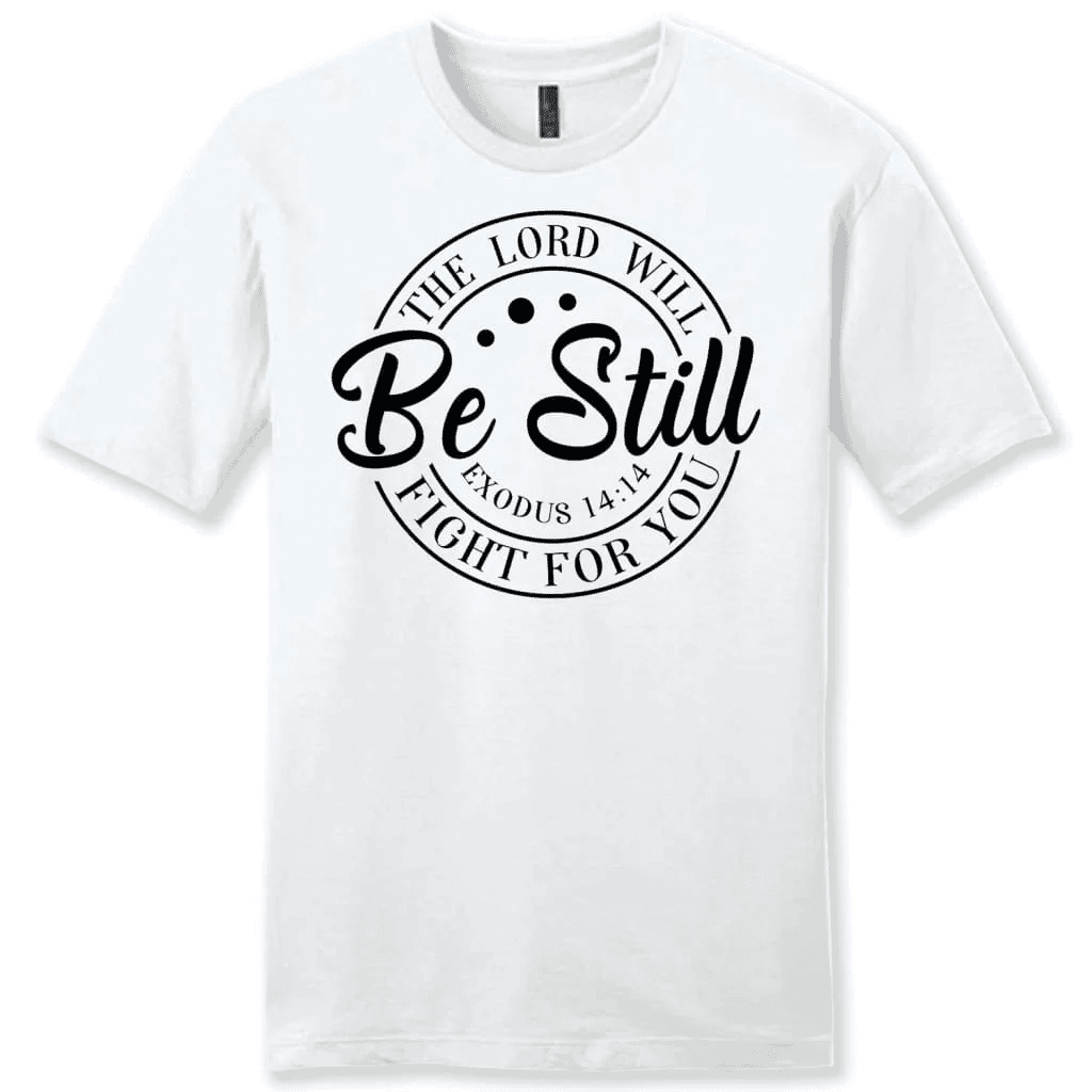 Bible verse t-shirts: Exodus 14:14 The Lord will fight for you men's Christian t-shirt