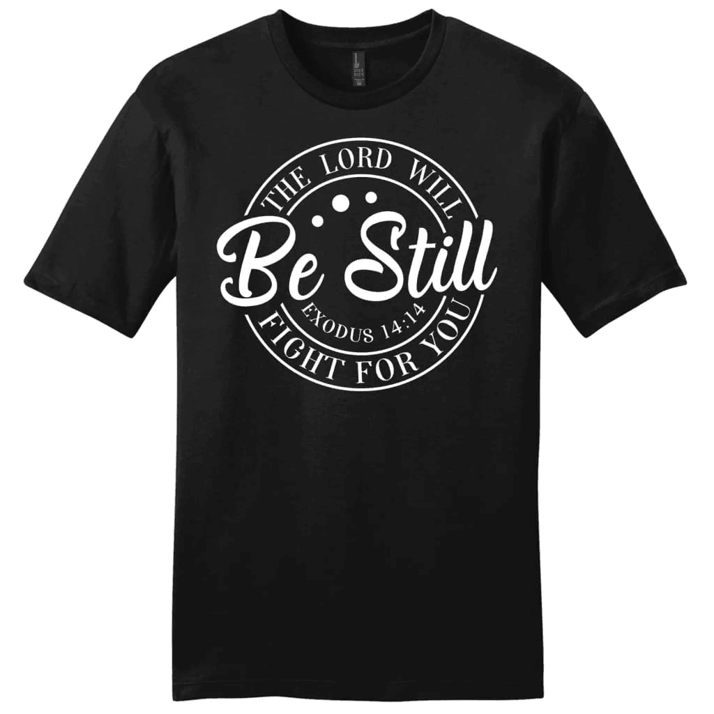 Bible verse t-shirts: Exodus 14:14 The Lord will fight for you men's Christian t-shirt