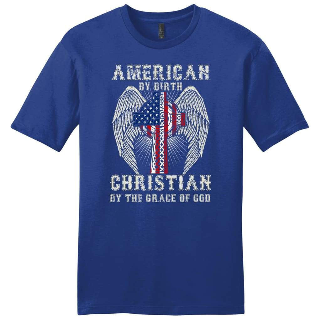American by birth Christian by the grace of God mens Christian t-shirt