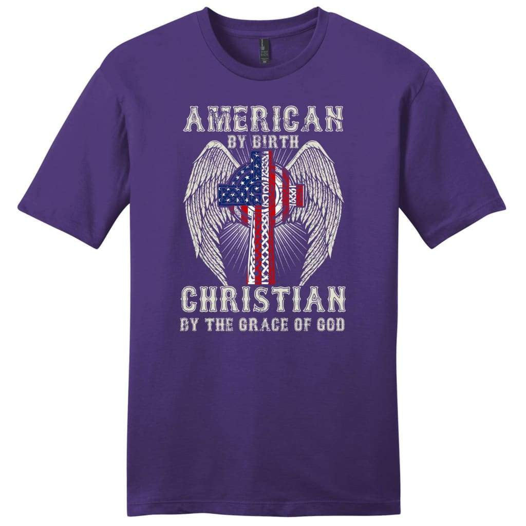 American by birth Christian by the grace of God mens Christian t-shirt