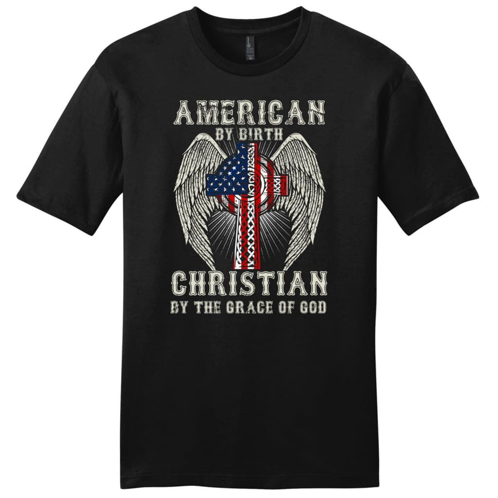 American by birth Christian by the grace of God mens Christian t-shirt