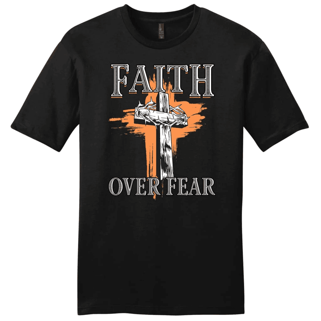 Cross with crown of thorns, Faith over fear Menâ�E�E��E�E�s t-shirt