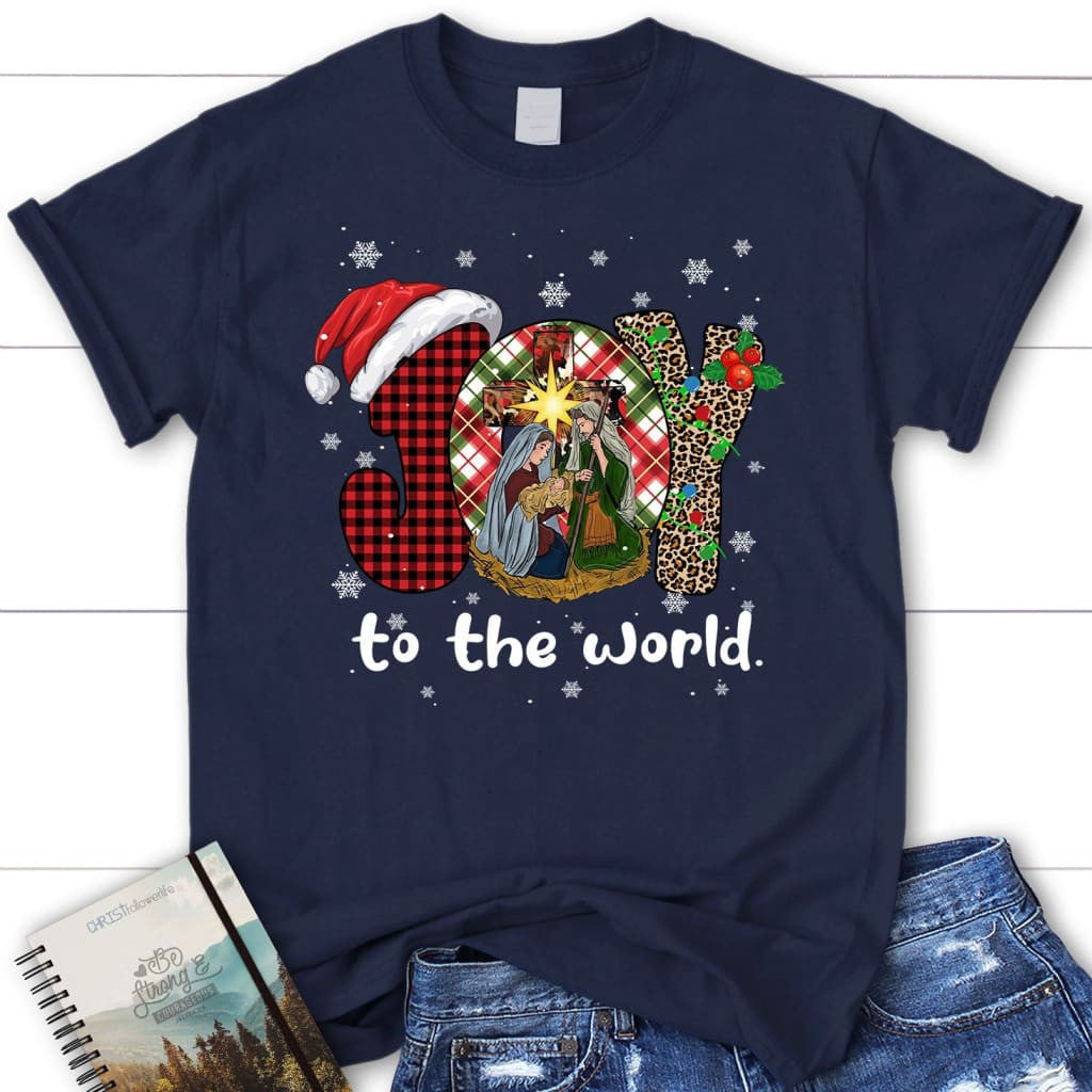 Joy to the world Buffalo plaid leopard Women's t-shirt