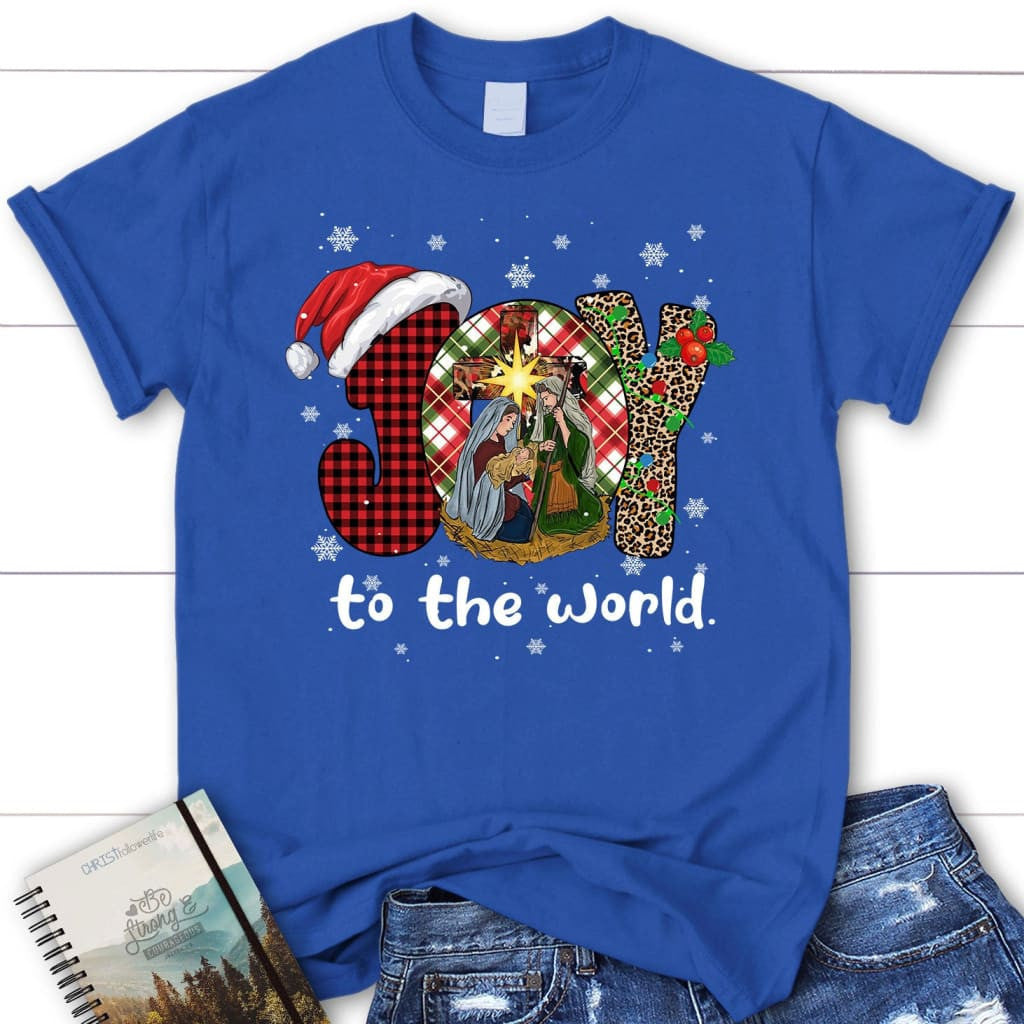 Joy to the world Buffalo plaid leopard Women's t-shirt