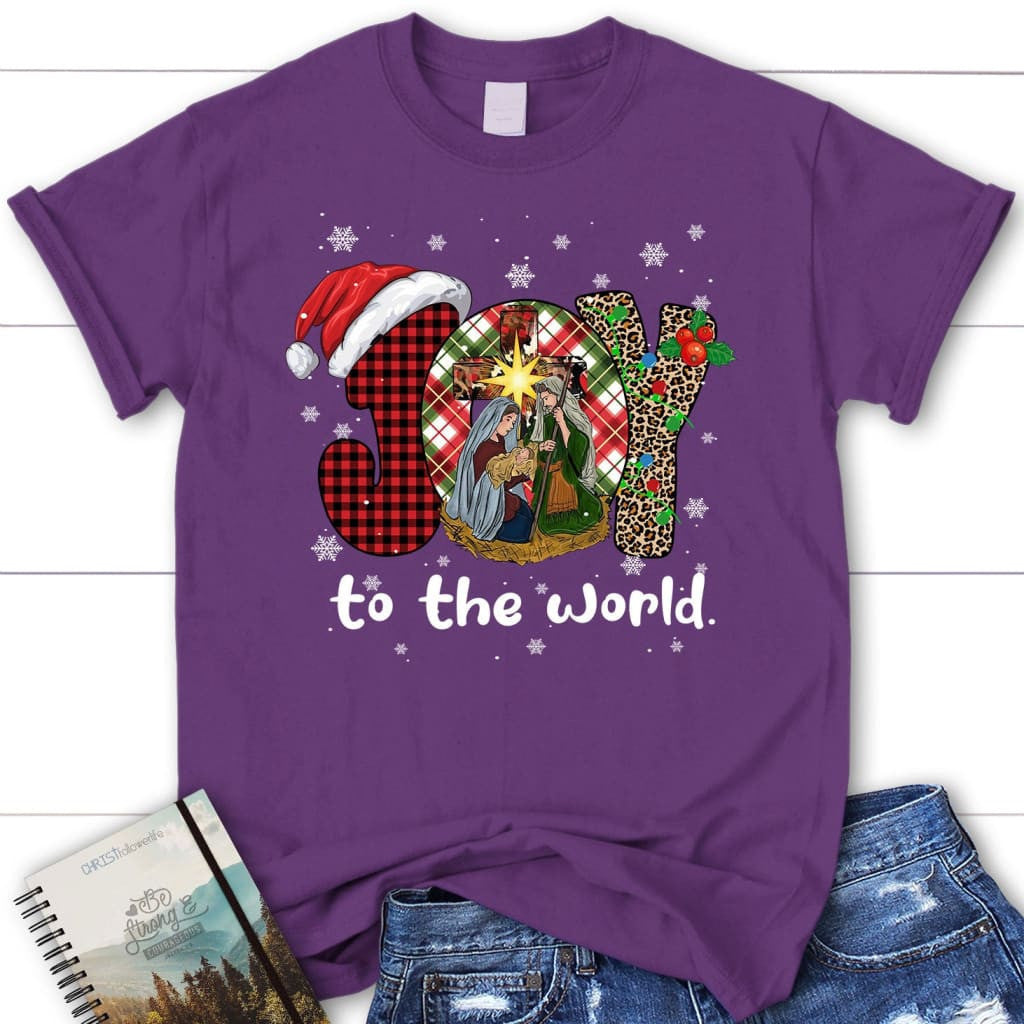 Joy to the world Buffalo plaid leopard Women's t-shirt