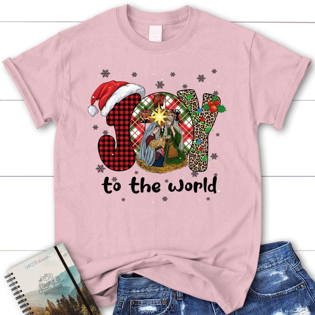 Joy to the world Buffalo plaid leopard Women's t-shirt