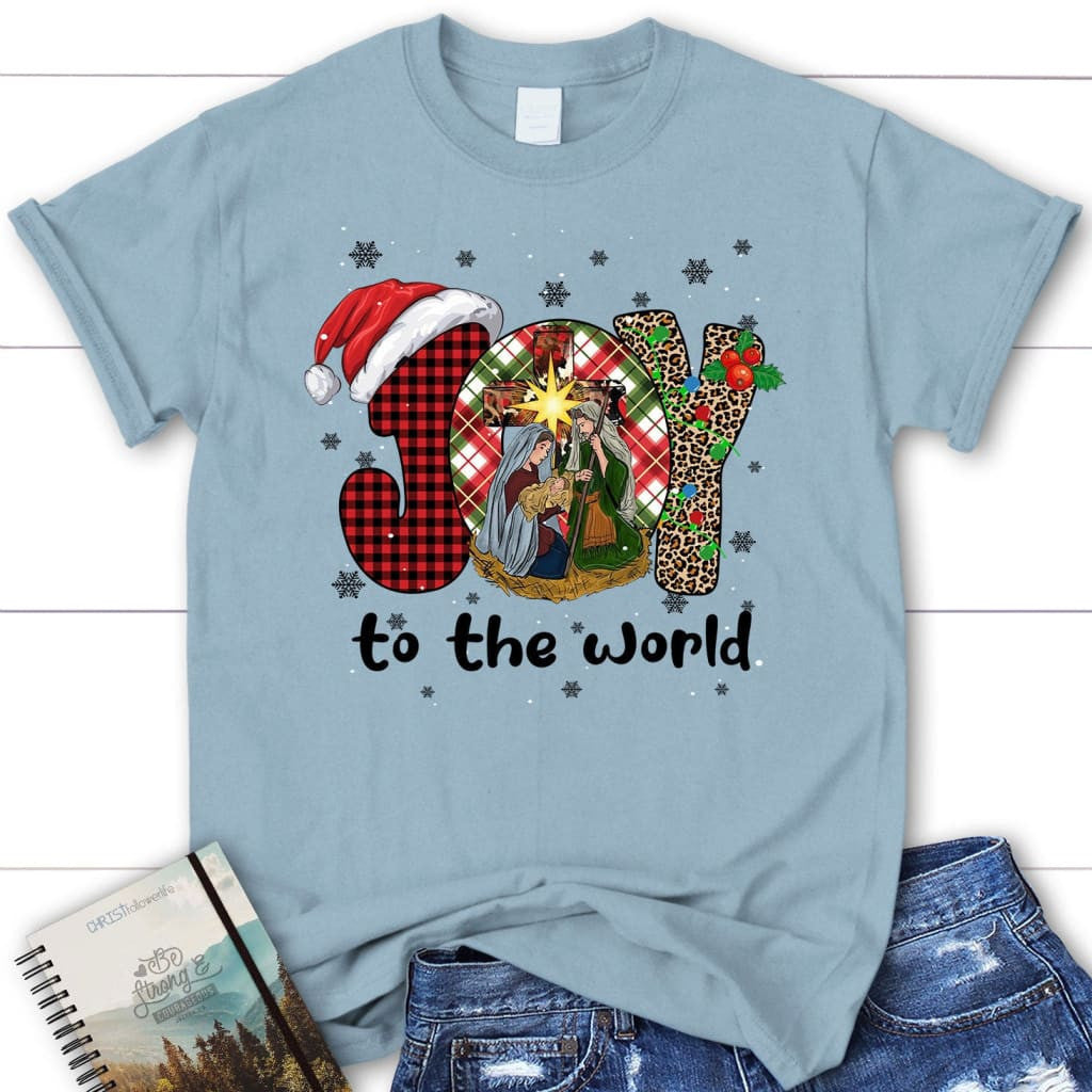 Joy to the world Buffalo plaid leopard Women's t-shirt