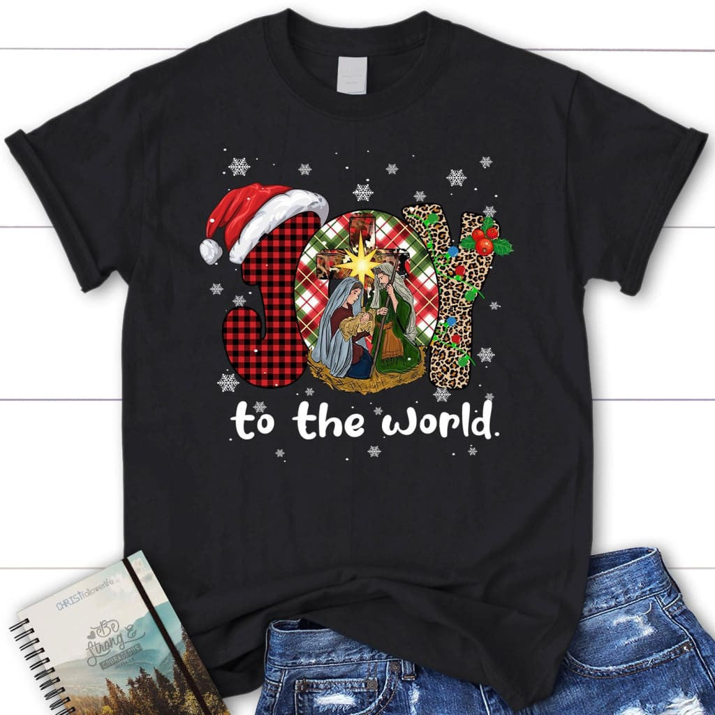 Joy to the world Buffalo plaid leopard Women's t-shirt