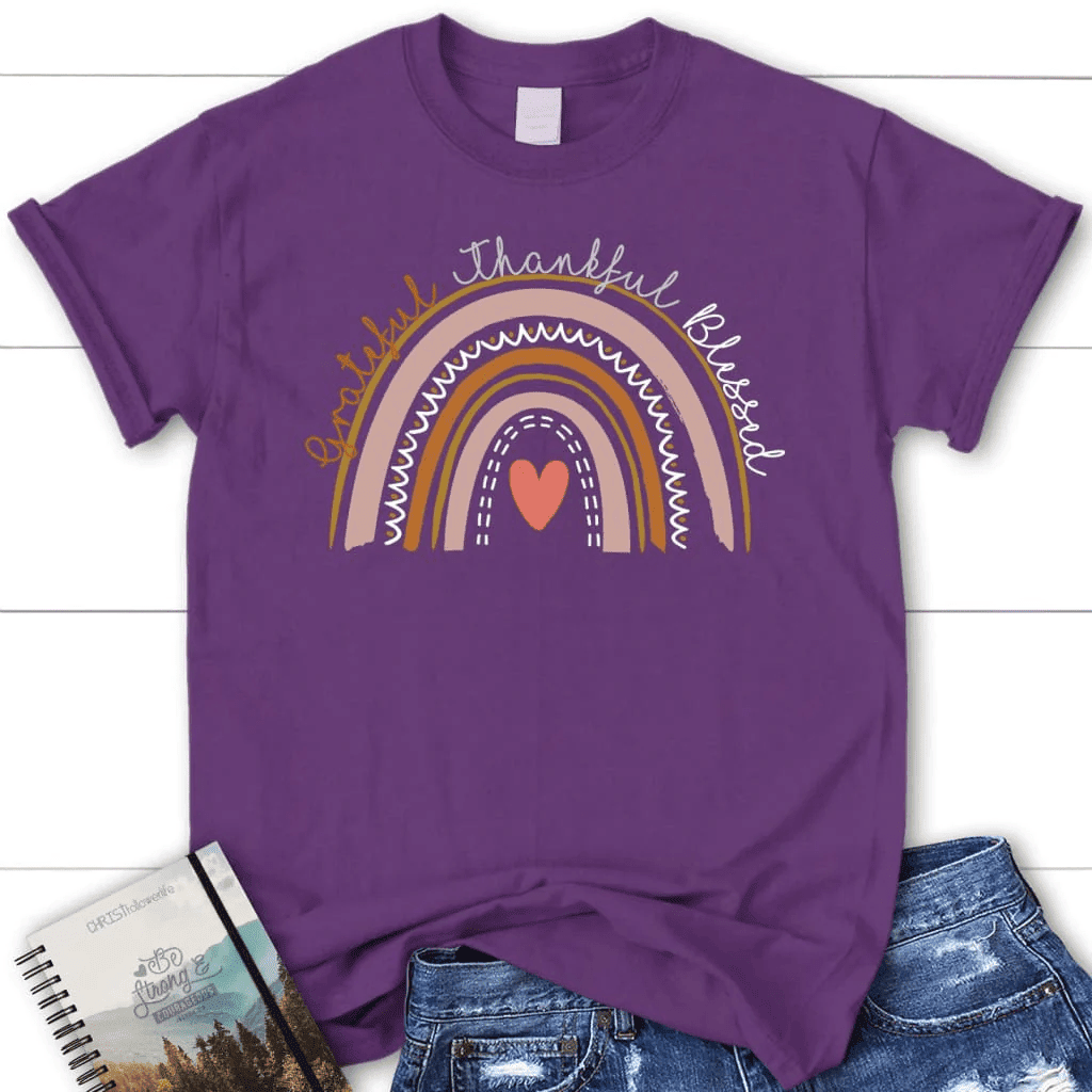 Grateful thankful blessed Rainbow women's t-shirt