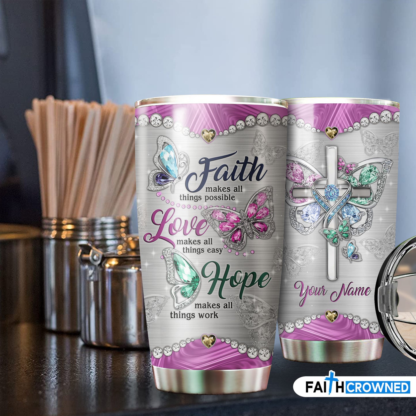 Faith Hope Love Personalized Tumbler