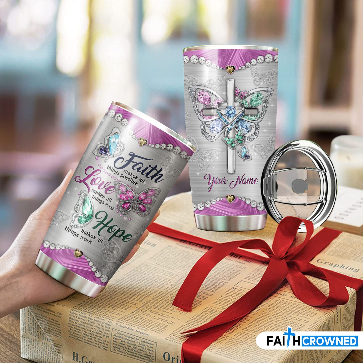 Faith Hope Love Personalized Tumbler